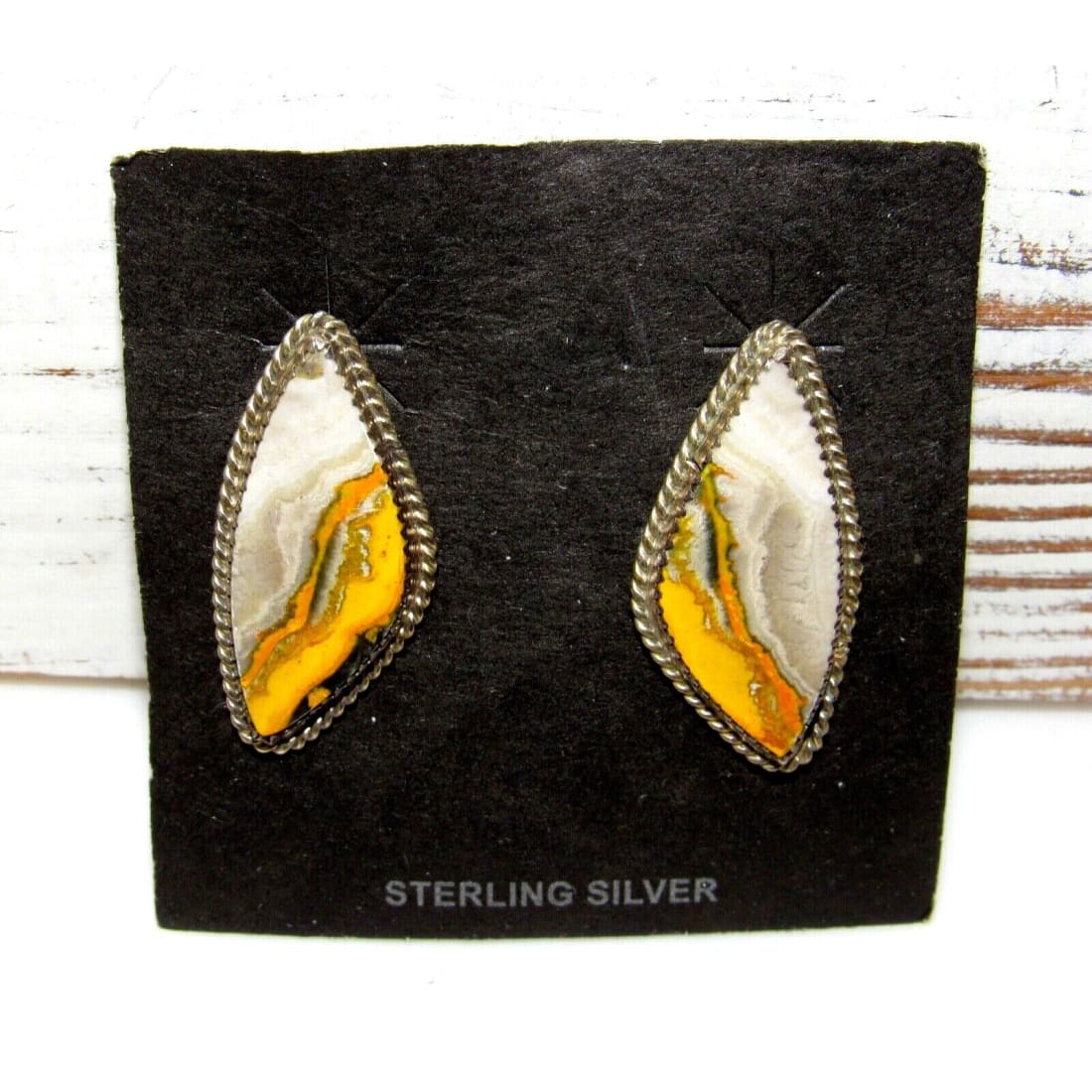 Navajo Bumblebee Jasper Post Earrings Sterling Silver Native
