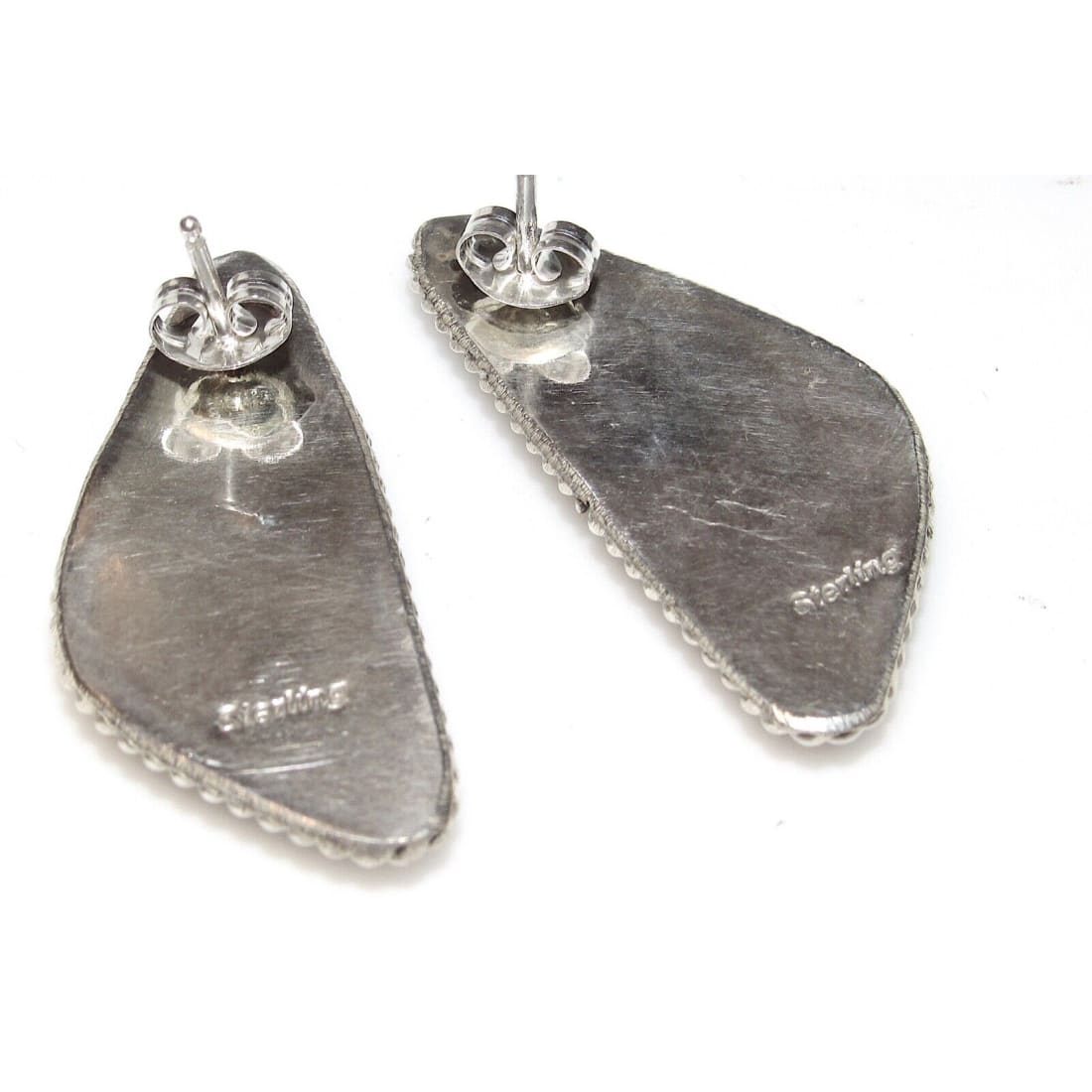 Navajo Bumblebee Jasper Post Earrings Sterling Silver Native