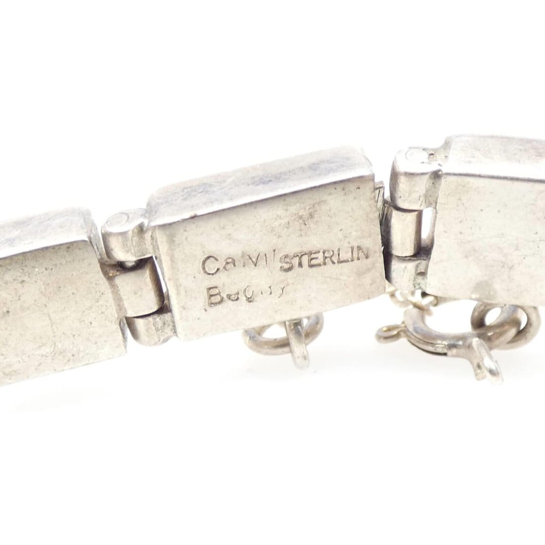 Navajo Calvin Begay Inlay Link Bracelet Sterling Silver