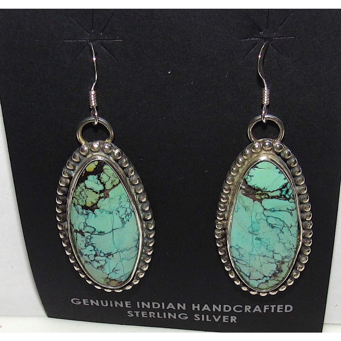Navajo Dry Creek Turquoise Dangle Earrings Sterling Silver L