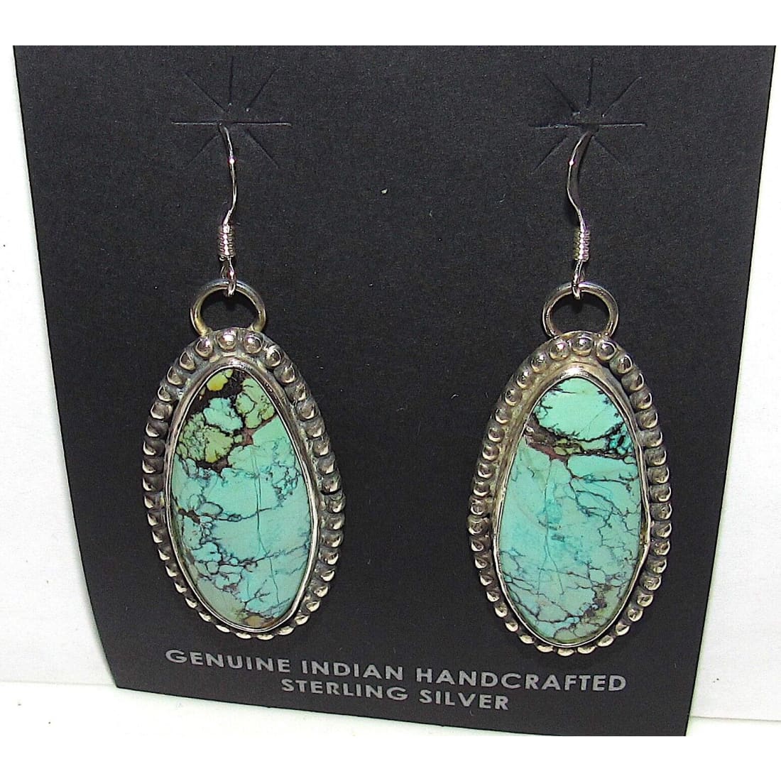 Navajo Dry Creek Turquoise Dangle Earrings Sterling Silver L