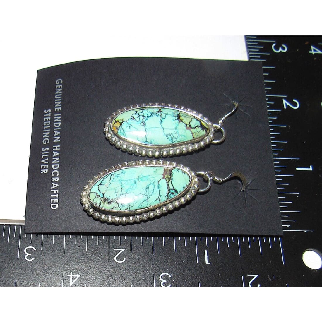 Navajo Dry Creek Turquoise Dangle Earrings Sterling Silver L