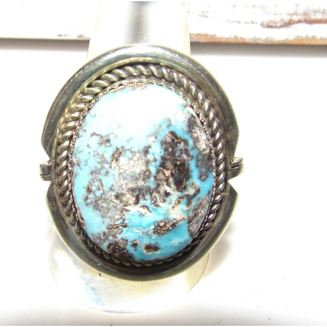 Navajo Dry Creek Turquoise Ring Sz 10 Sterling Silver Native American Signed Native American
