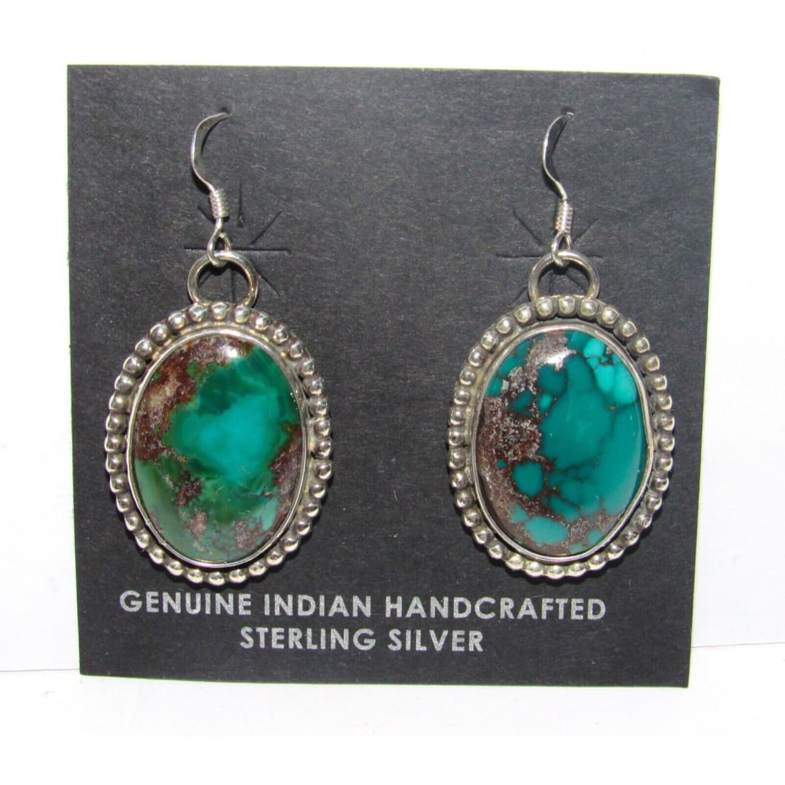 Navajo Gem Grade Royston Turquoise Dangle Earrings Sterling