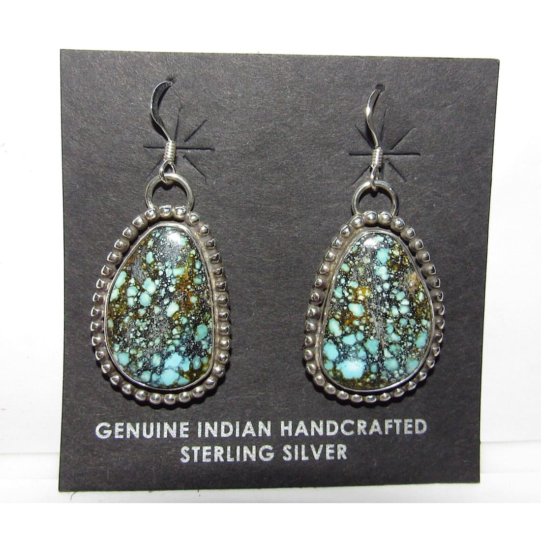 Navajo Gem Grade Spiderweb Kingman Turquoise Dangle Earrings