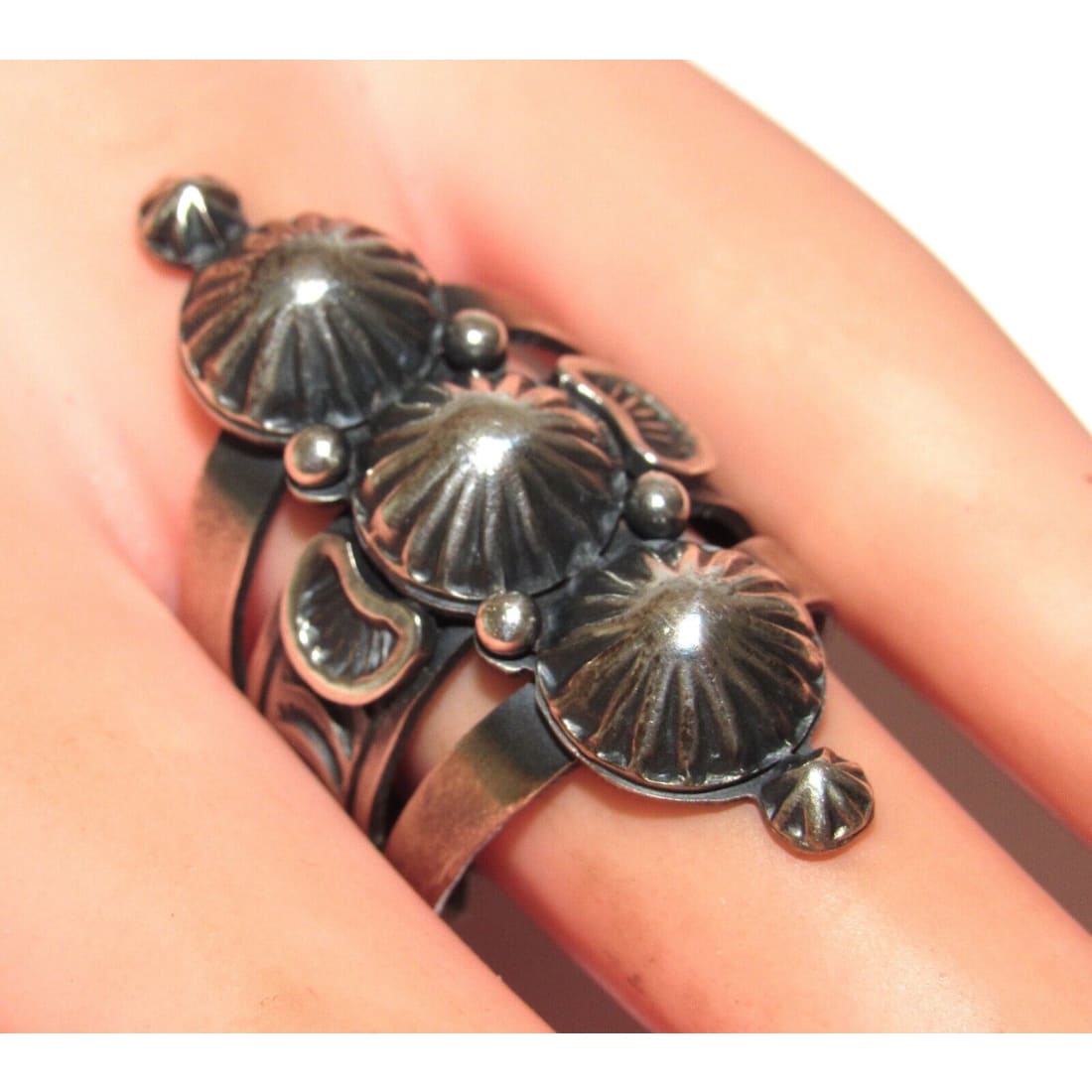 Navajo Gene Natan Concho Ring Sz. 7.5 Sterling Silver Native