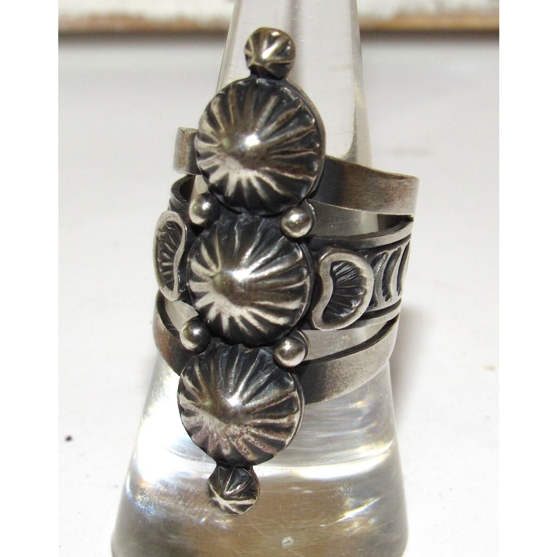 Navajo Gene Natan Concho Ring Sz. 7.5 Sterling Silver Native