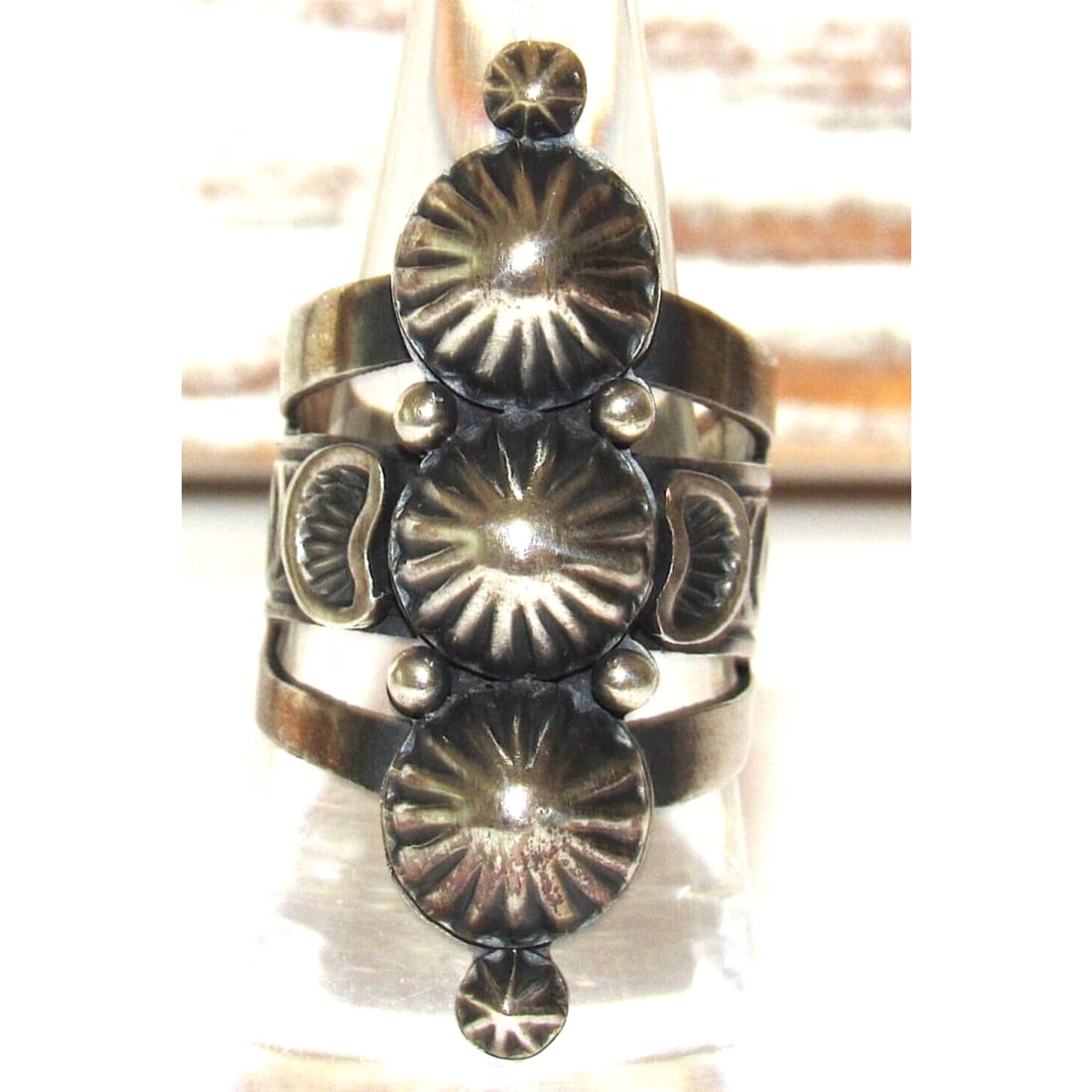 Navajo Gene Natan Concho Ring Sz. 7.5 Sterling Silver Native