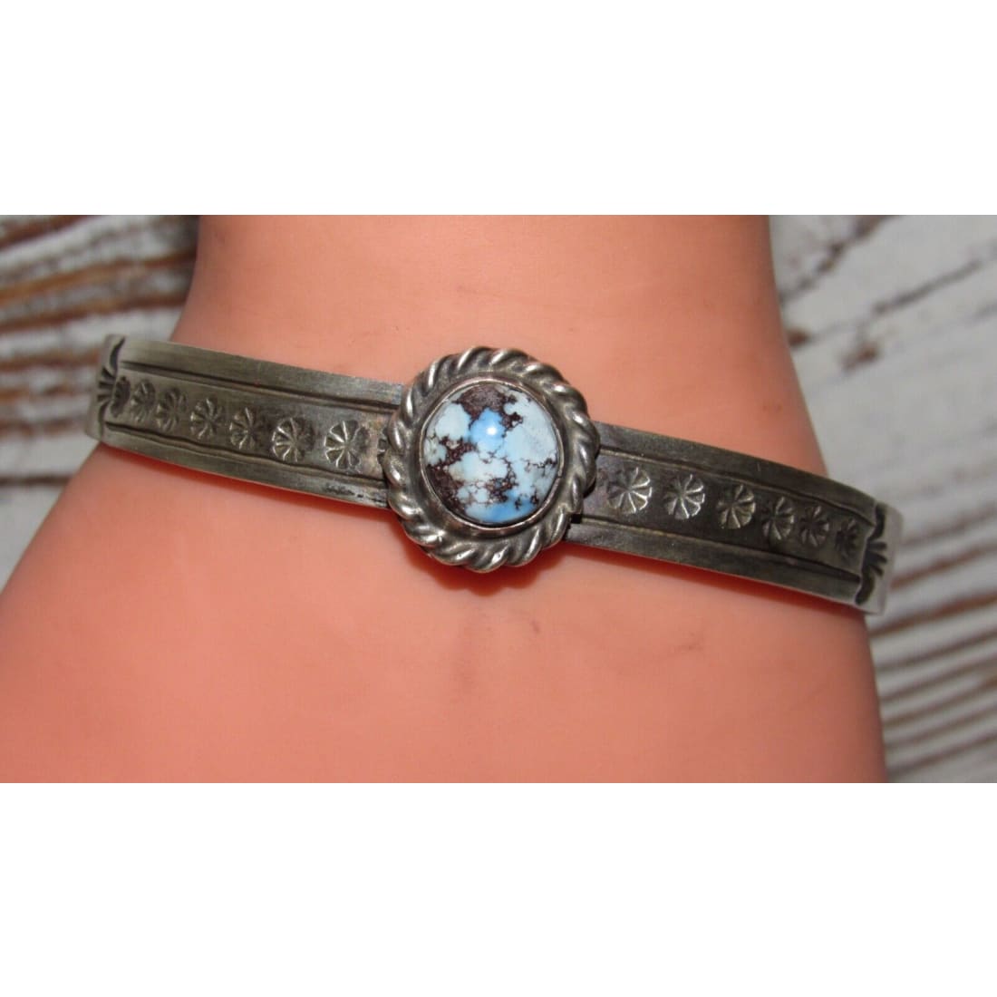 Navajo Golden Hills Turquoise Stacker Cuff Sterling Hand