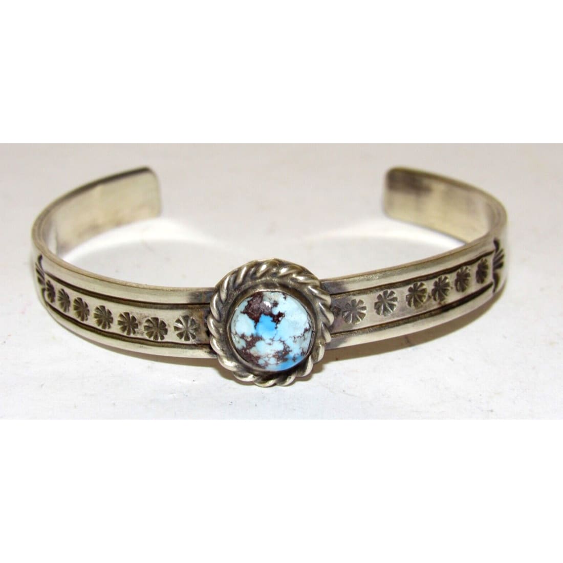 Navajo Golden Hills Turquoise Stacker Cuff Sterling Hand