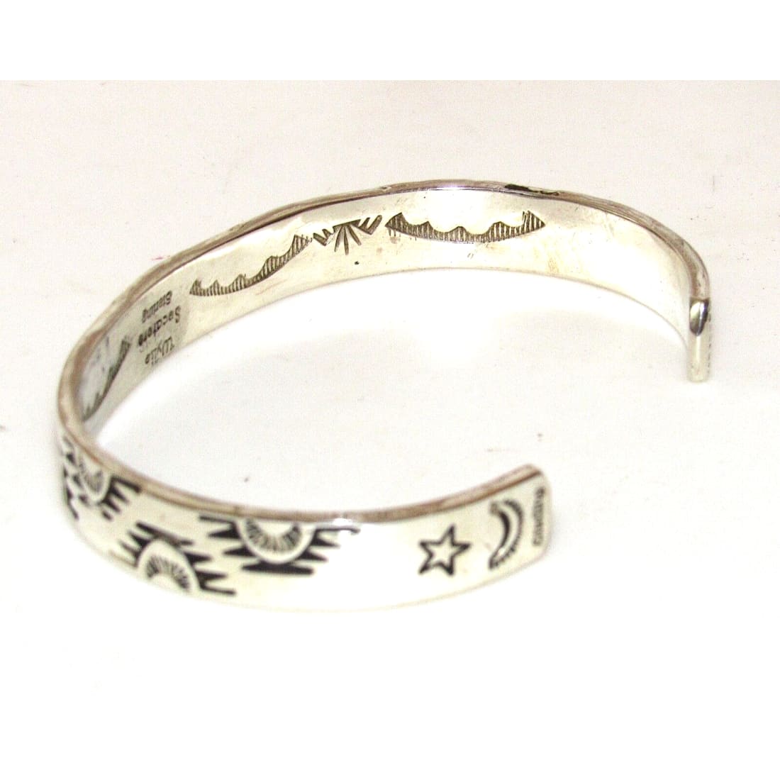 Navajo Hand Stamped Ingot Stacker Cuff Bracelet Signed
