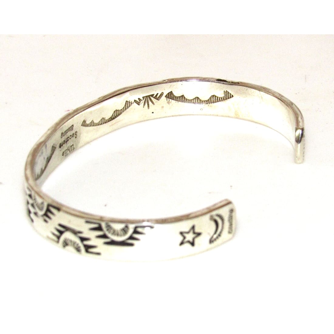 Navajo Hand Stamped Ingot Stacker Cuff Bracelet Signed