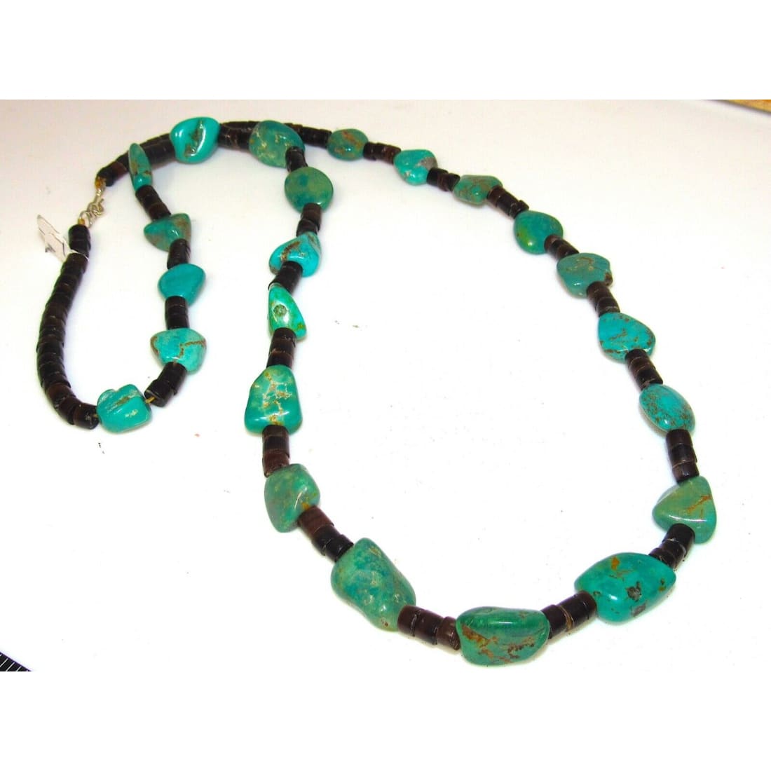 Navajo Heishi Necklace Turquoise Nugget Rolled Pen Shell Native American Native American