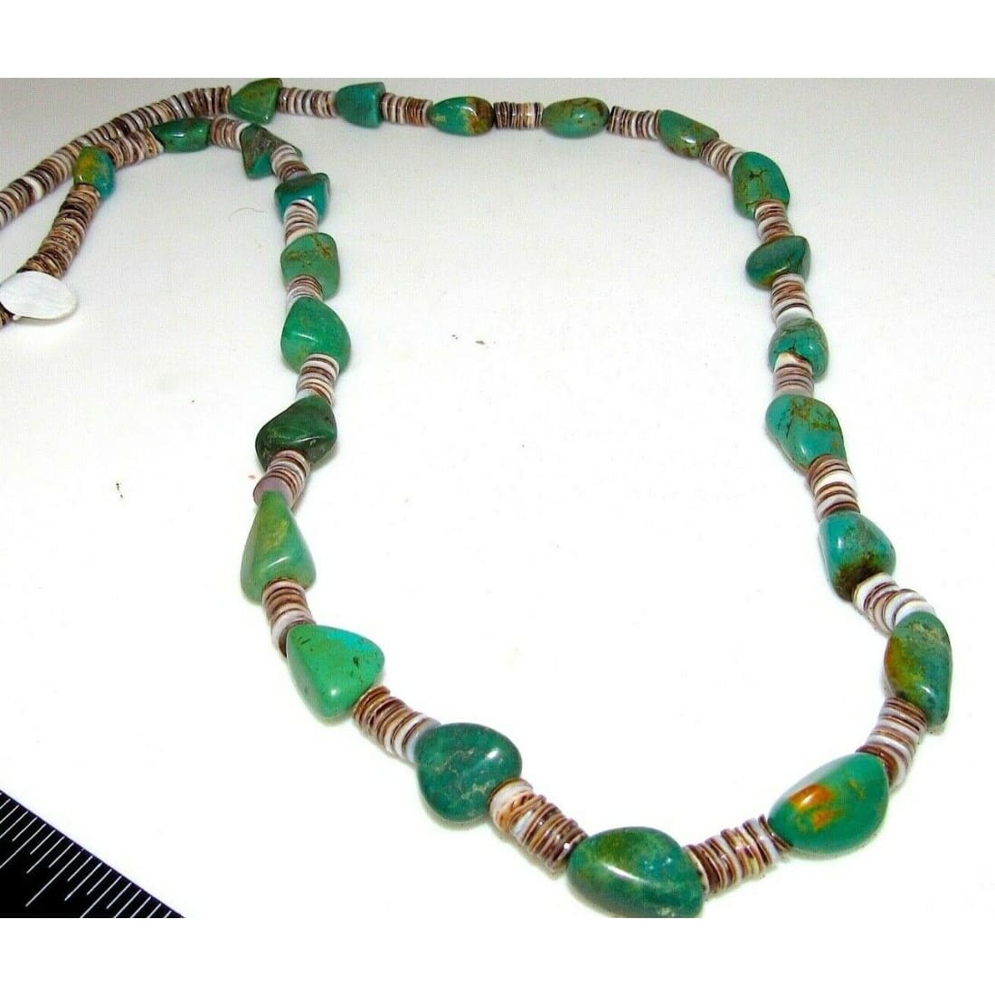 Navajo Heishi Necklace Turquoise Nugget Rolled Shell Native American Native American
