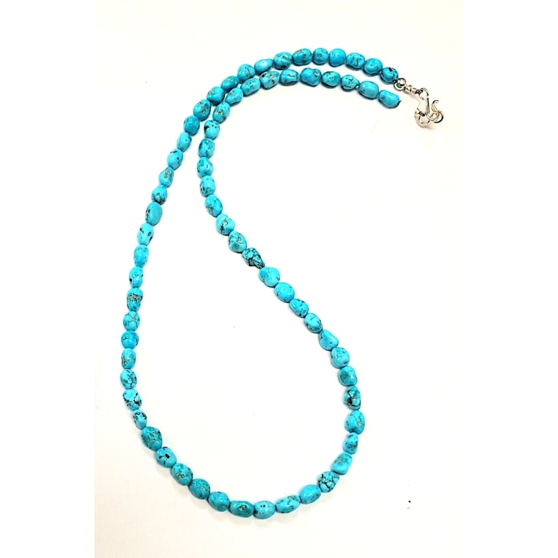Navajo Kingman Mine Turquoise Heishi Necklace 19 Sterling
