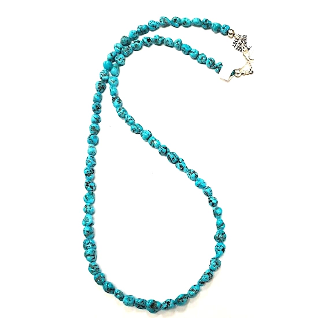 Navajo Kingman Mine Turquoise Heishi Necklace 19 Sterling