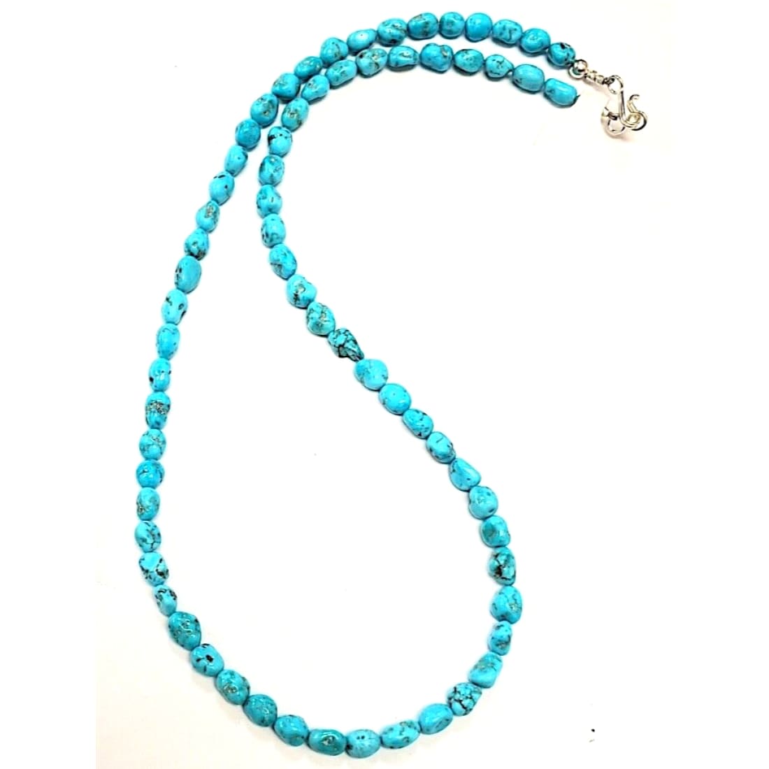 Navajo Kingman Mine Turquoise Heishi Necklace 19 Sterling