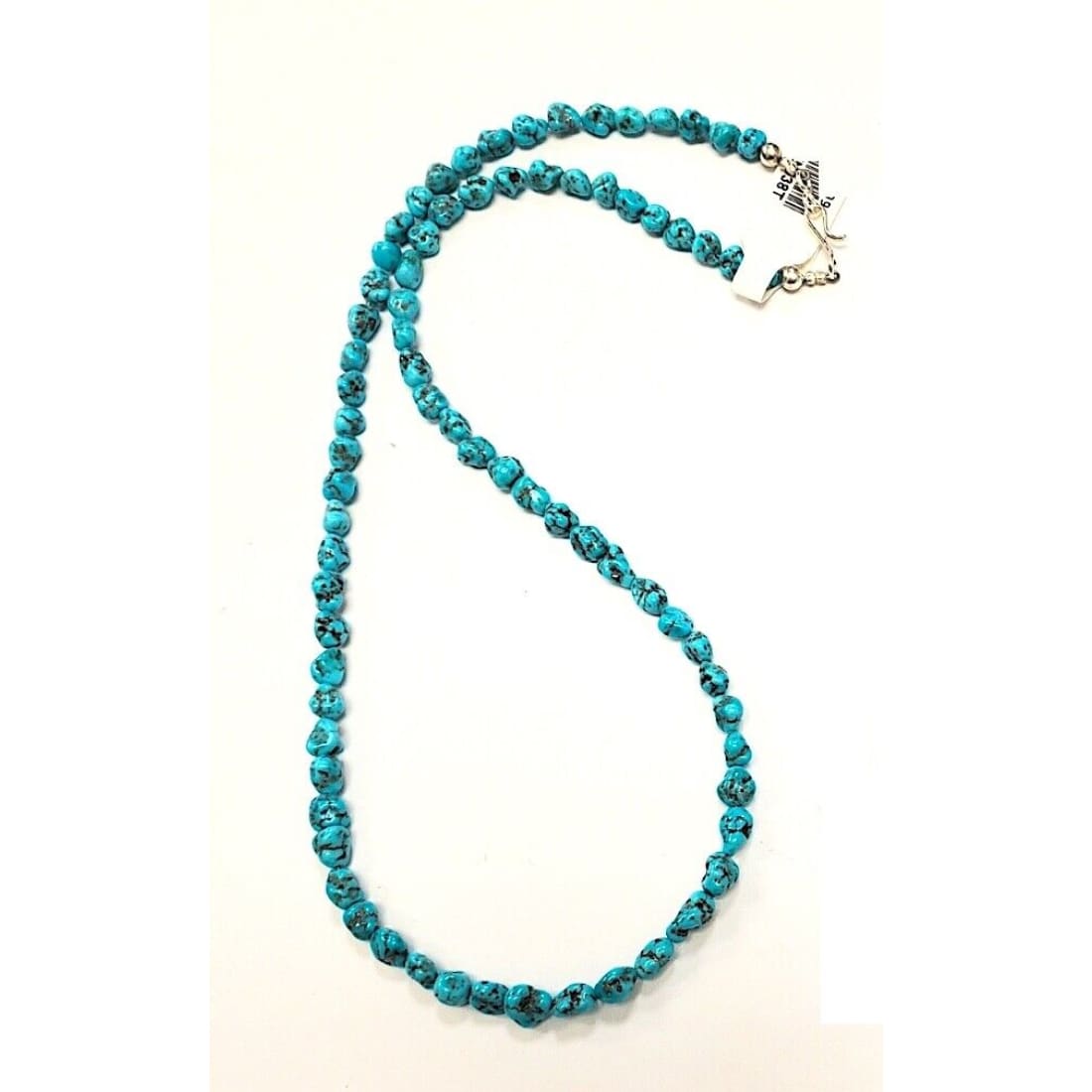 Navajo Kingman Mine Turquoise Heishi Necklace 19 Sterling