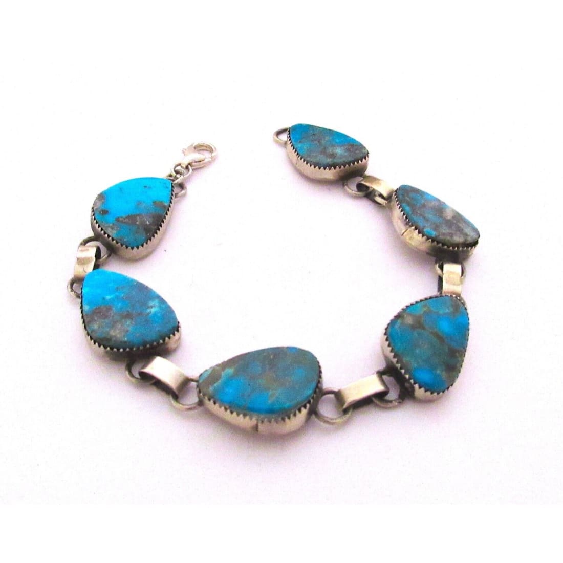 Navajo Kingman Turquoise Adjustable Link Bracelet Sterling