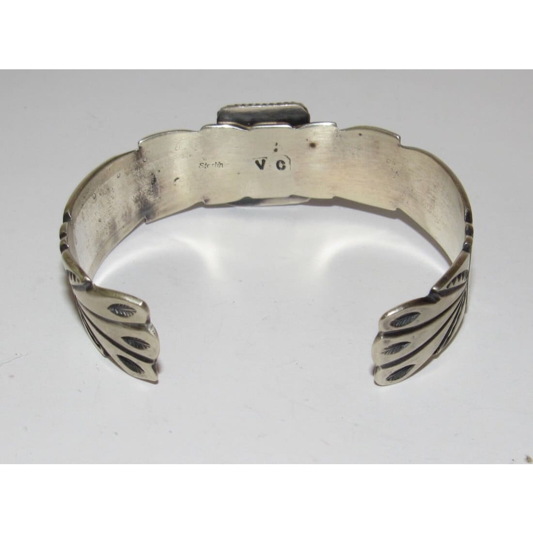 Navajo Kingman Turquoise Cuff Bracelet Ingot Sterling Silver