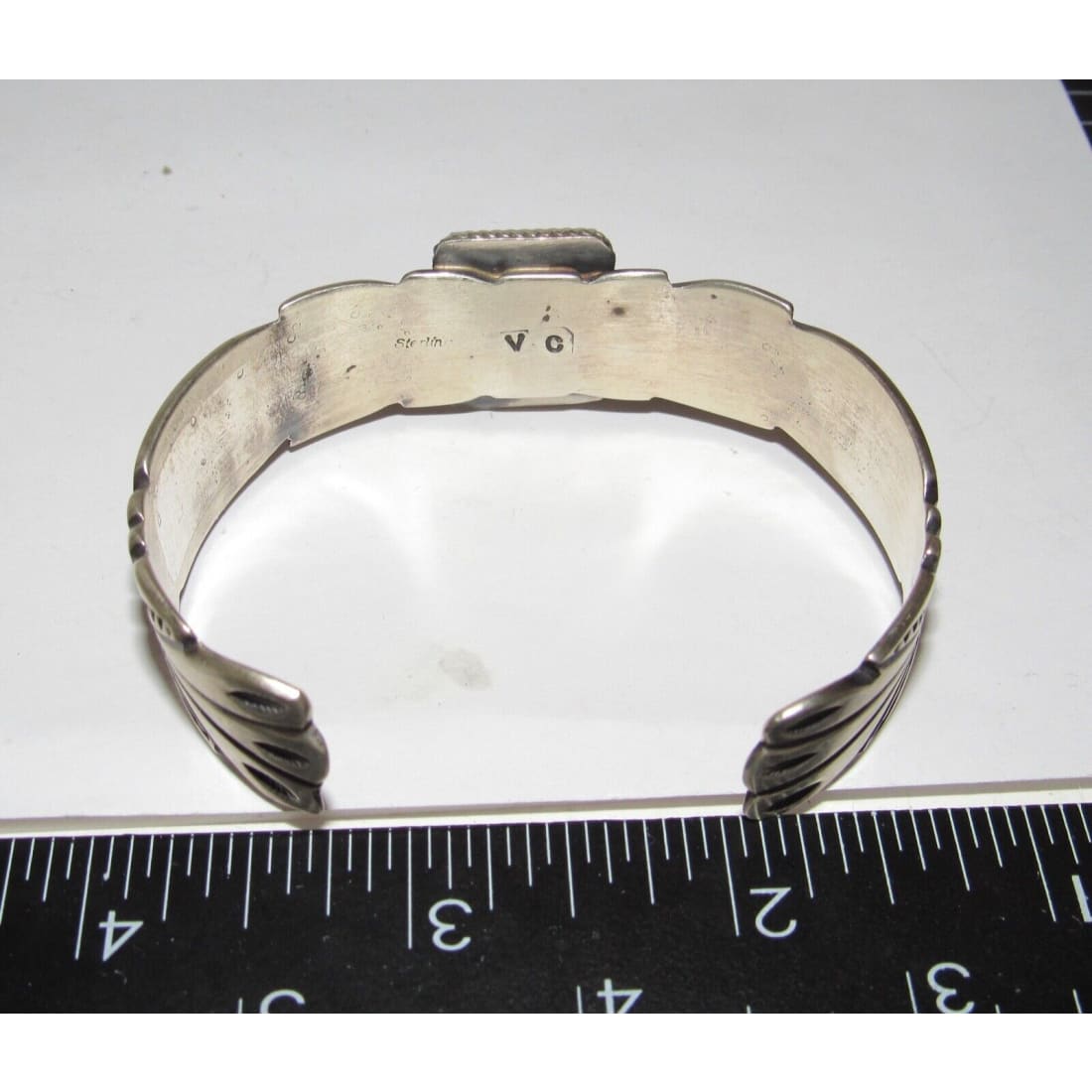 Navajo Kingman Turquoise Cuff Bracelet Ingot Sterling Silver