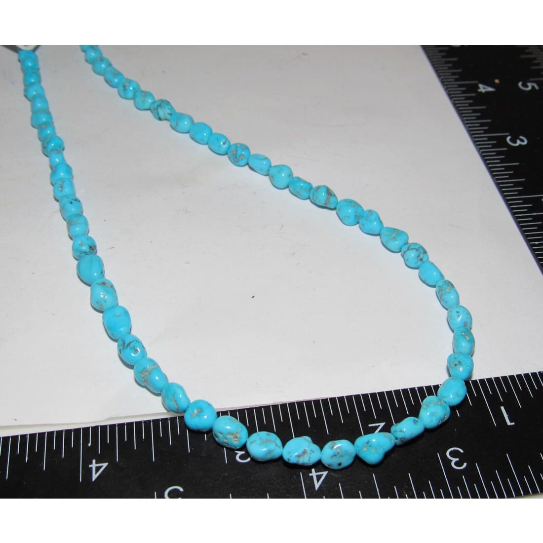 Navajo Kingman Turquoise Heishi Necklace 19 Sterling Silver