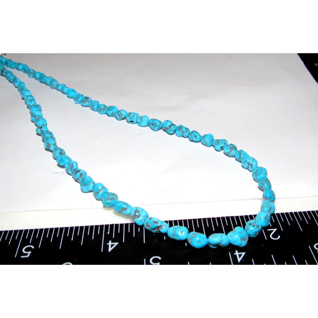 Navajo Kingman Turquoise Heishi Necklace 19 Sterling Silver