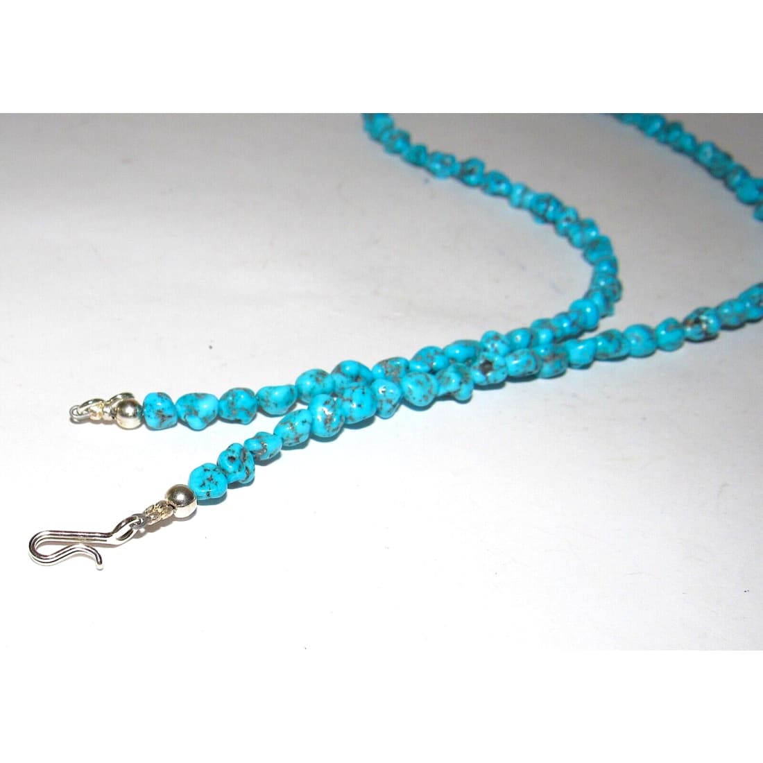 Navajo Kingman Turquoise Heishi Necklace 19 Sterling Silver