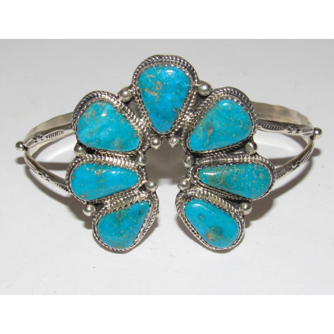 Navajo Kingman Turquoise Naja Cuff Bracelet Statement Native