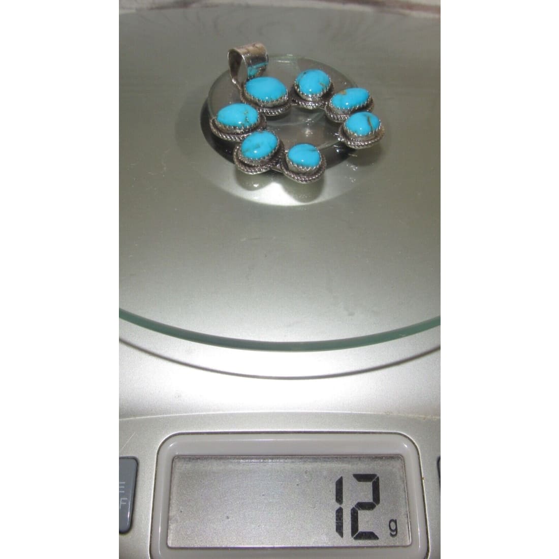 Navajo Kingman Turquoise Naja Pendant Sterling Silver Signed