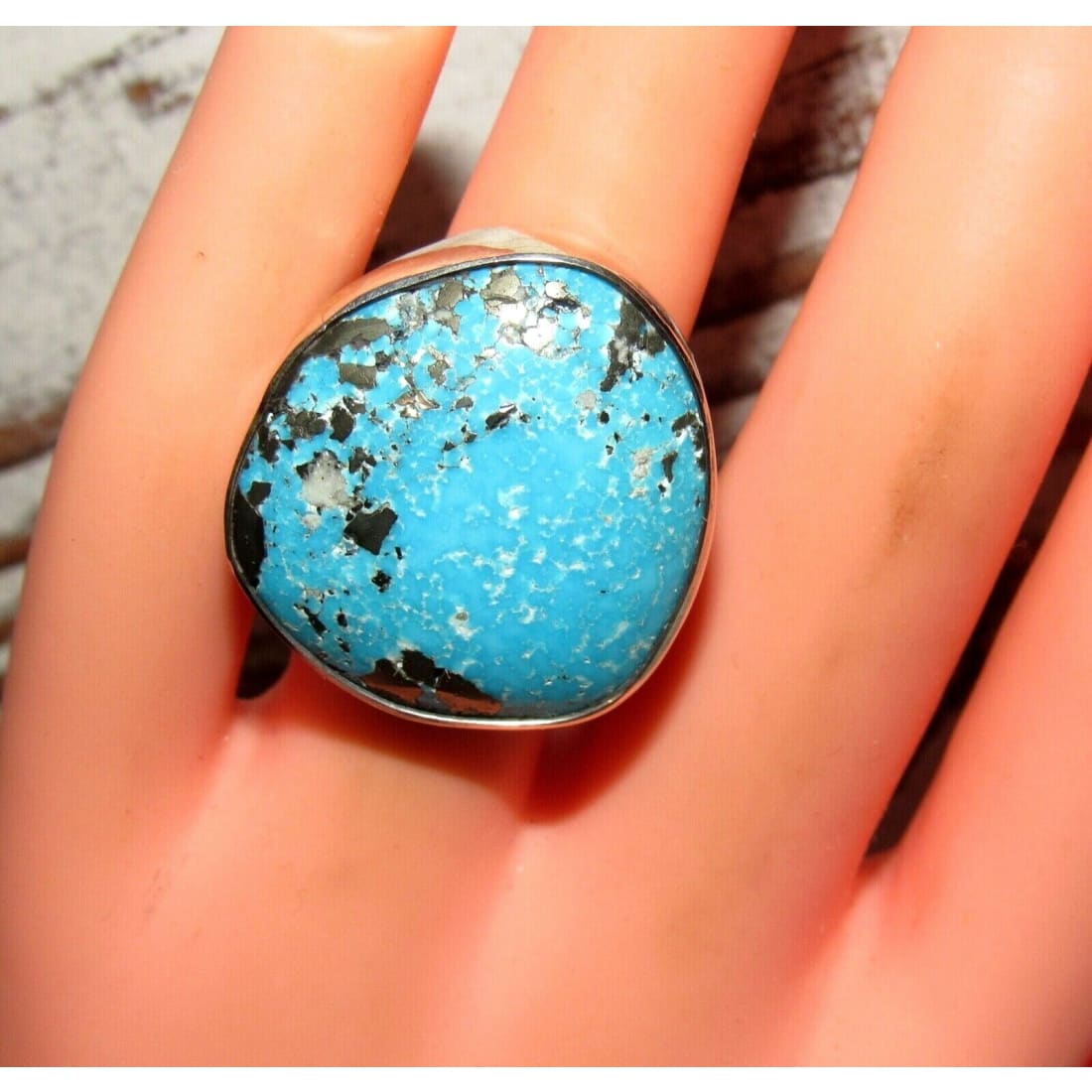 Navajo Kingman Turquoise Ring Size 6 Sterling Silver Native