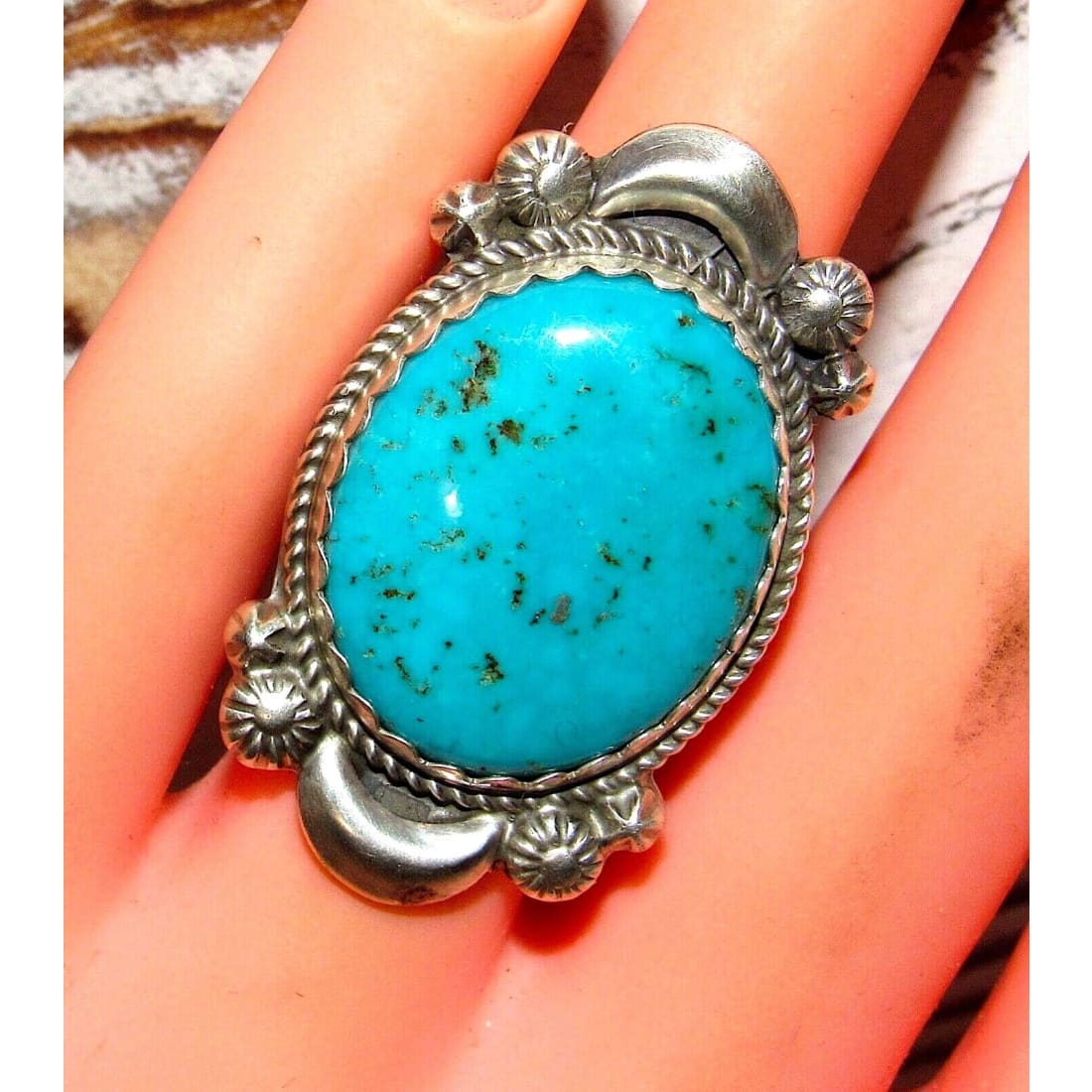 Navajo Kingman Turquoise Ring Size 6 Sterling Silver Native