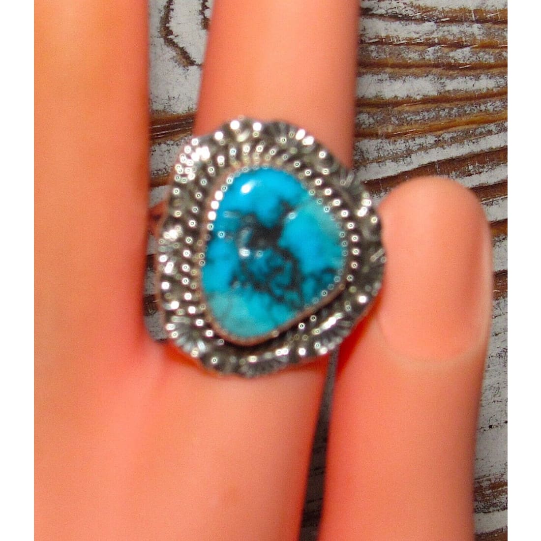 Navajo Kingman Turquoise Ring Sz 9 Sterling Silver Native