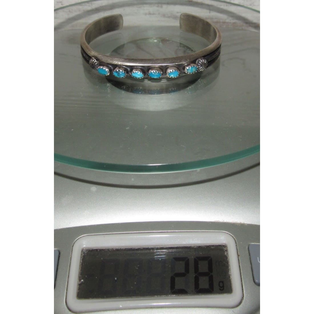 Navajo Kingman Turquoise Stacker Cuff Bracelet Sterling Silver M. Cayatineto Native American