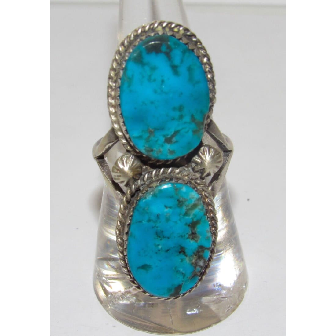 Navajo Kingman Turquoise Statement Ring Sz 8 Sterling Silver