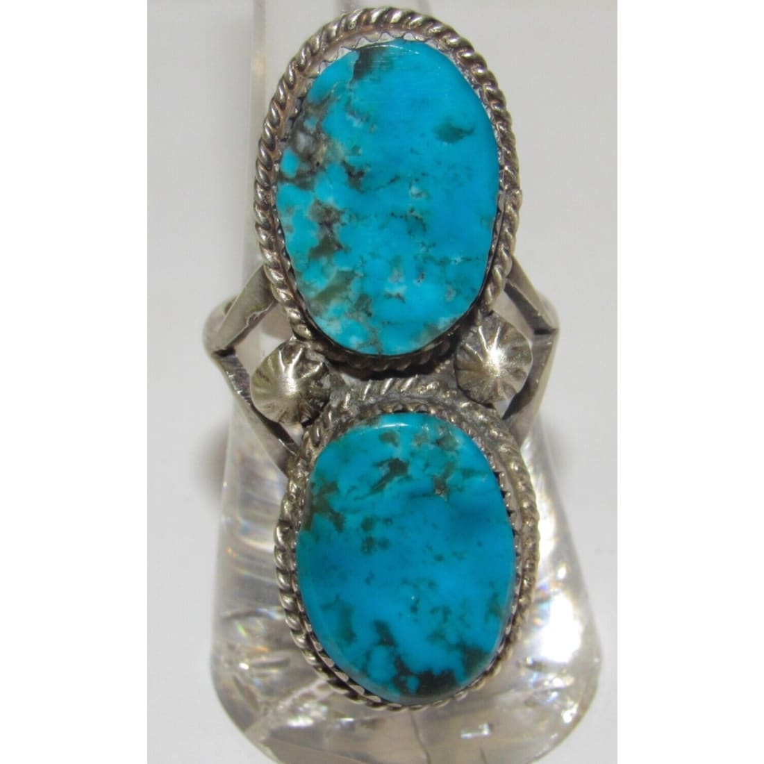 Navajo Kingman Turquoise Statement Ring Sz 8 Sterling Silver