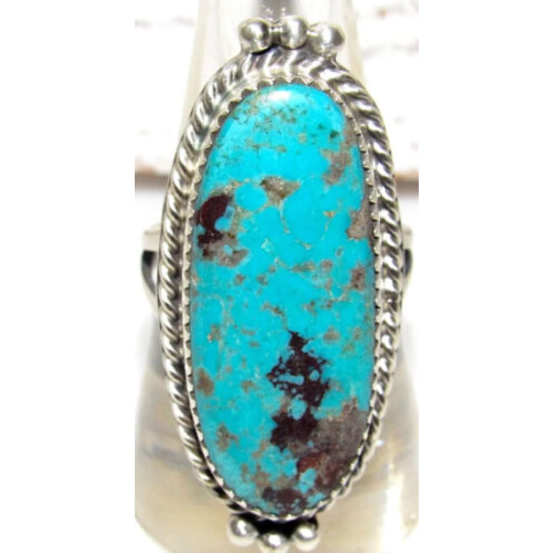 Navajo Number 8 Turquoise Ring Sz 9 Sterling Silver Leonard