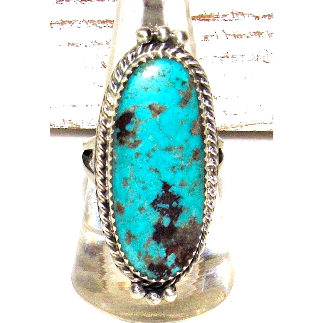 Navajo Number 8 Turquoise Ring Sz 9 Sterling Silver Leonard