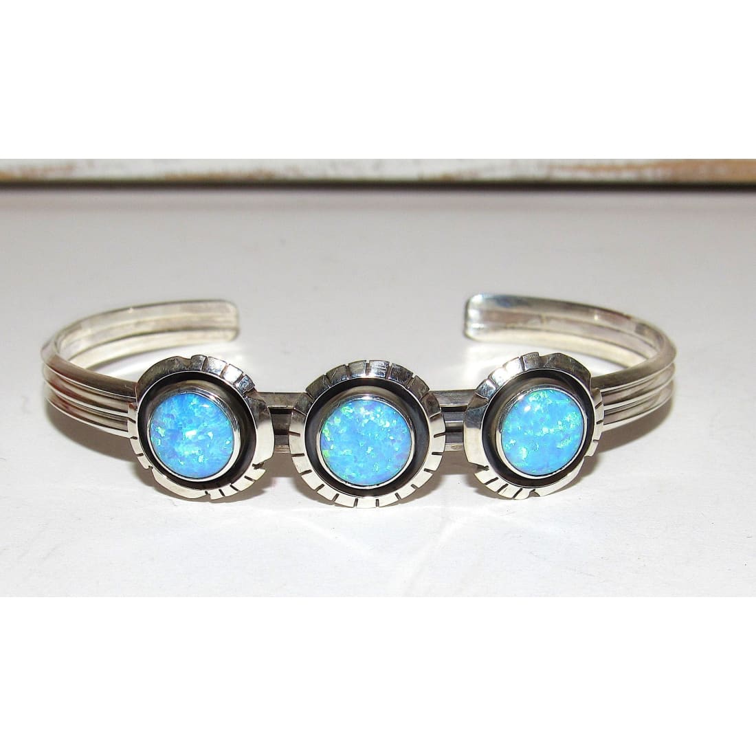 Navajo Opal Bracelet Sterling Silver Stacker Cuff Native American Signed The Southwestern Style Gallery