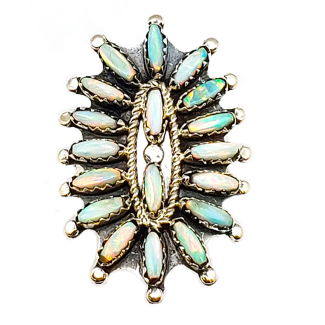 Navajo Opal Cluster Ring Sz 8 Sterling Silver Native