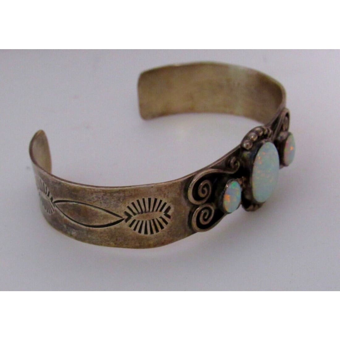 Navajo Opal Stacker Cuff Bracelet Sterling Native American