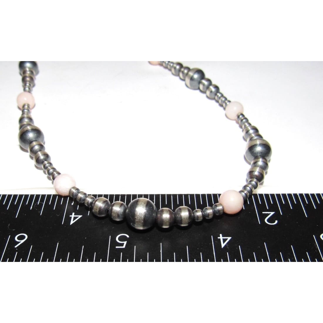Navajo Pearls Choker Necklace Sterling Silver Pink Shell 16