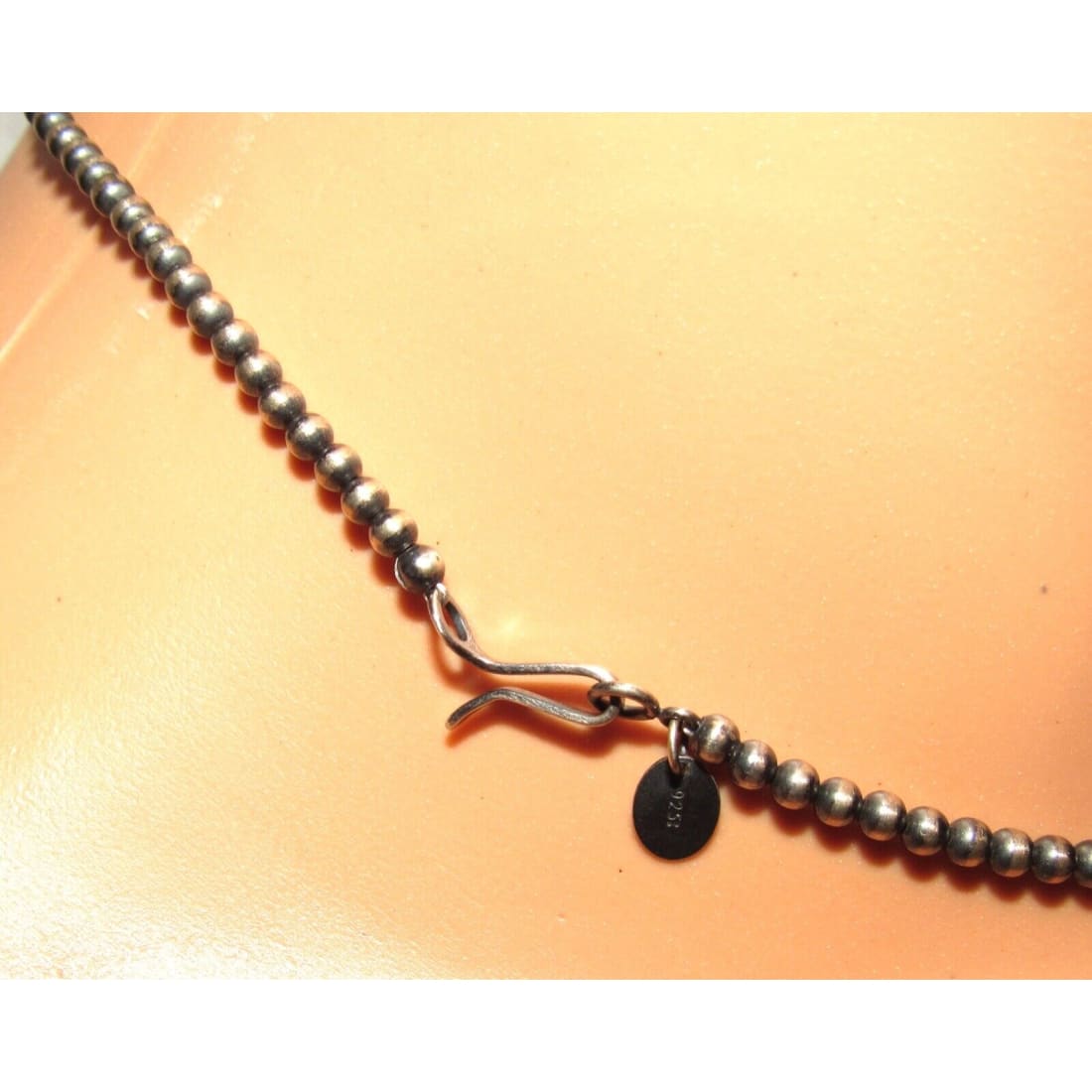 Navajo Pearls Necklace Sterling Silver Choker Necklace 16L -