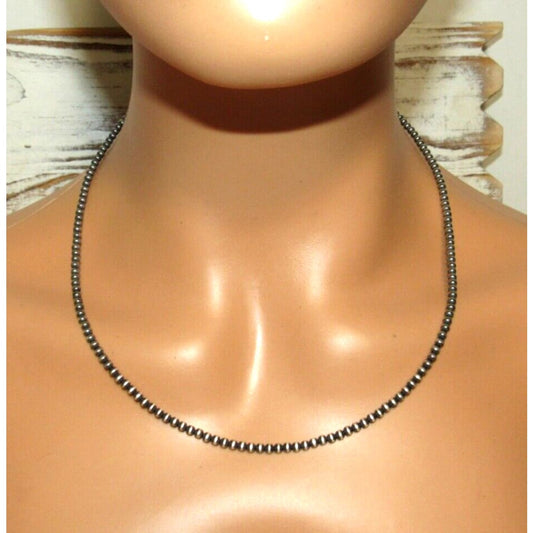 Navajo Pearls Necklace Sterling Silver Choker Necklace 20L -