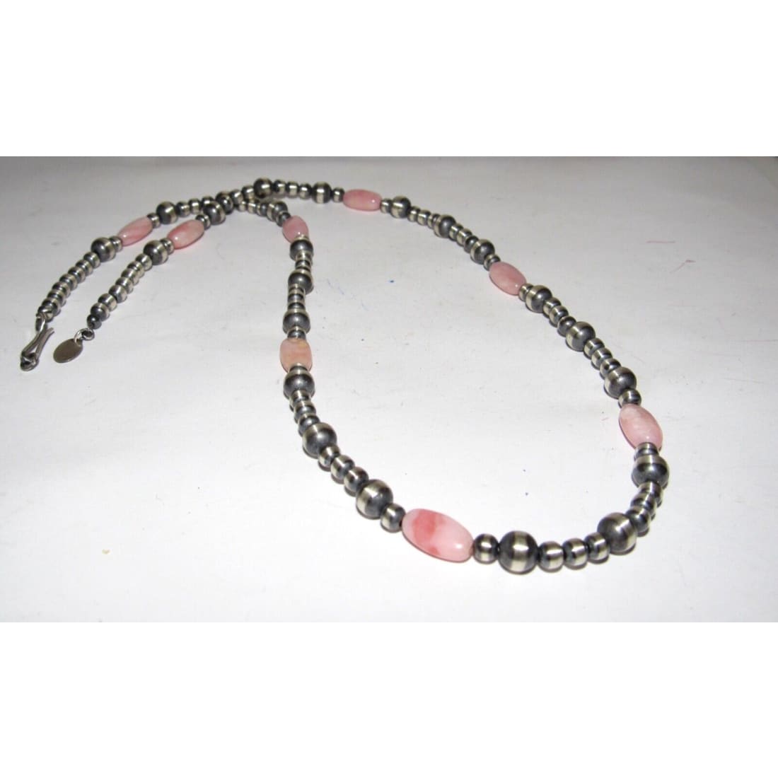 Navajo Pearls Necklace Sterling Silver Pink Conch Shell 20
