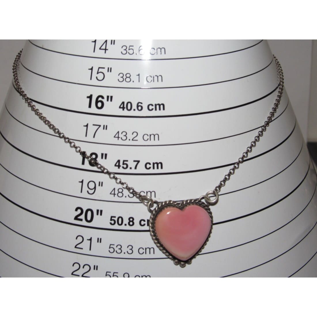 Navajo Pink Conch Shell Heart Bar Necklace Sterling Silver