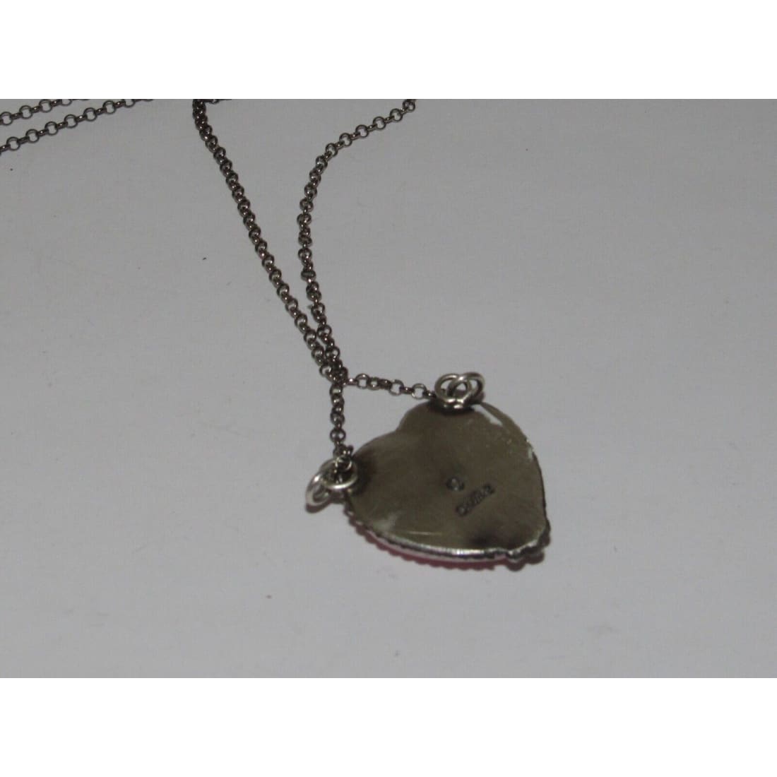 Navajo Pink Conch Shell Heart Bar Necklace Sterling Silver