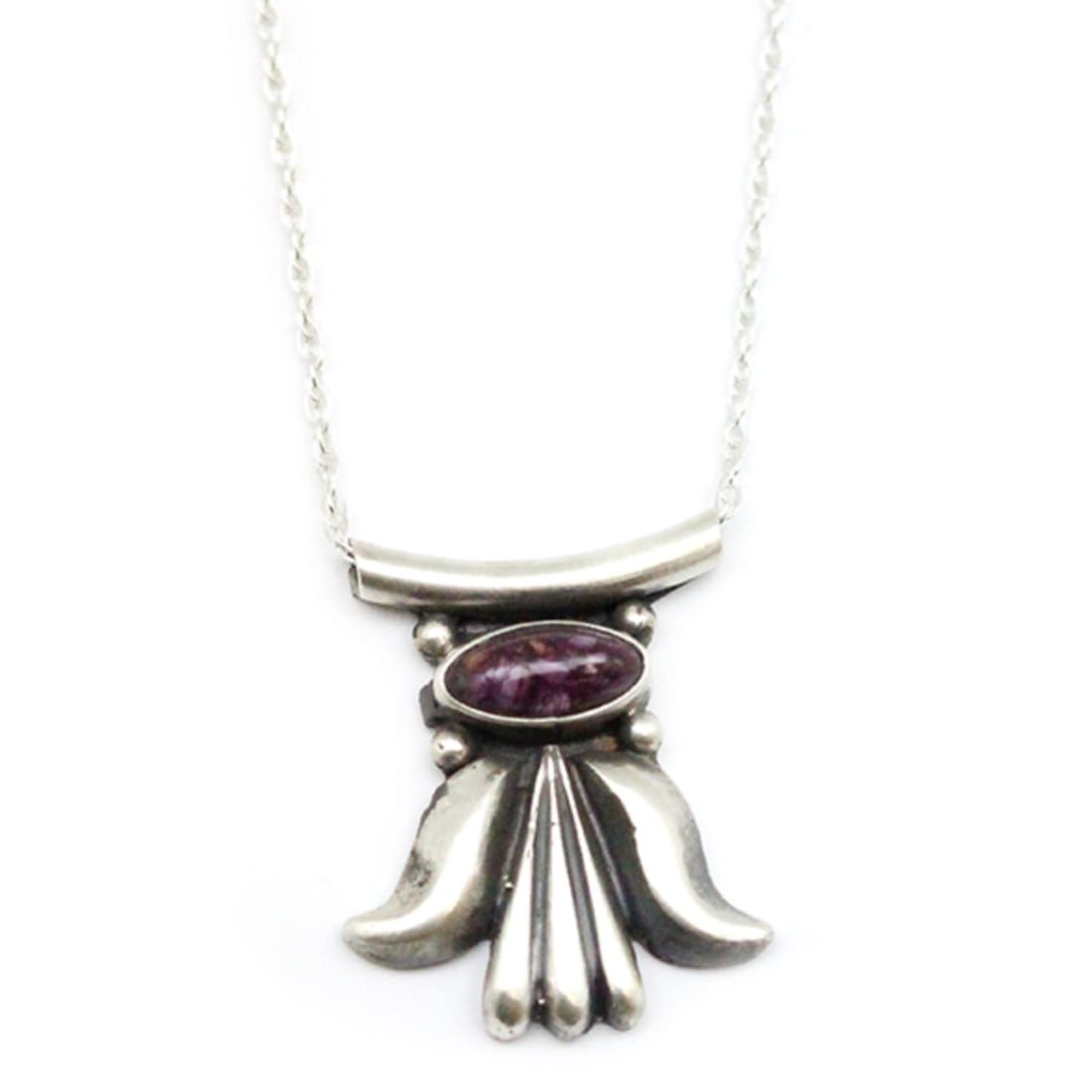 Navajo Purple Spiny Bar Necklace Sterling Silver Native S.