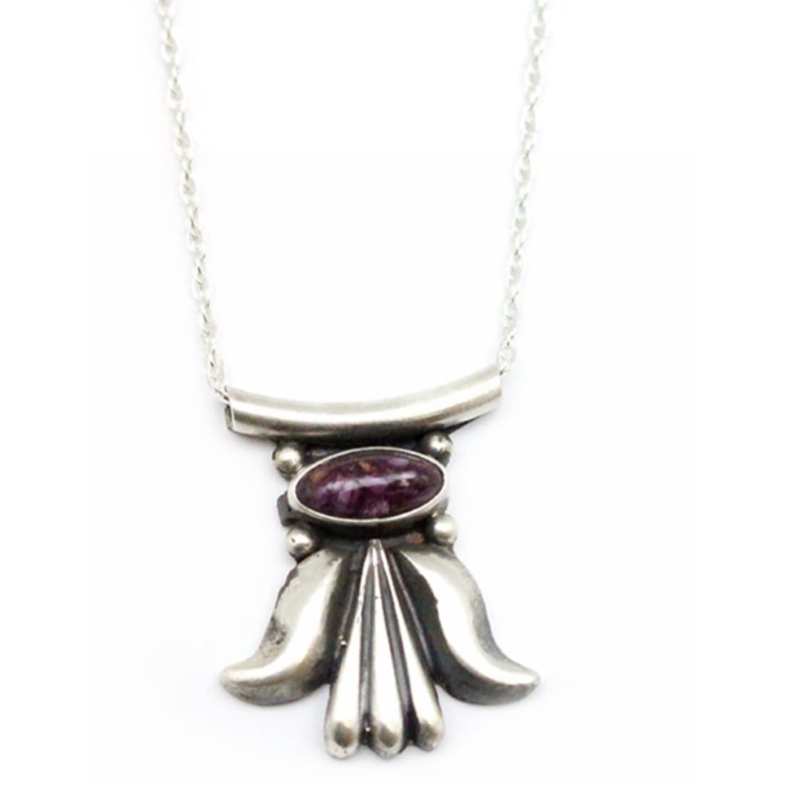 Navajo Purple Spiny Bar Necklace Sterling Silver Native S.
