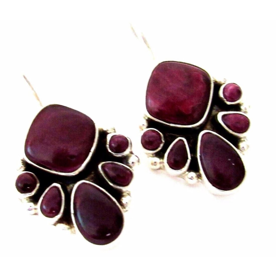 Navajo Purple Spiny Cluster Earrings Sterling Silver Vernon